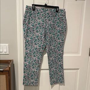Lands' End Navy and Teal Floral Pants